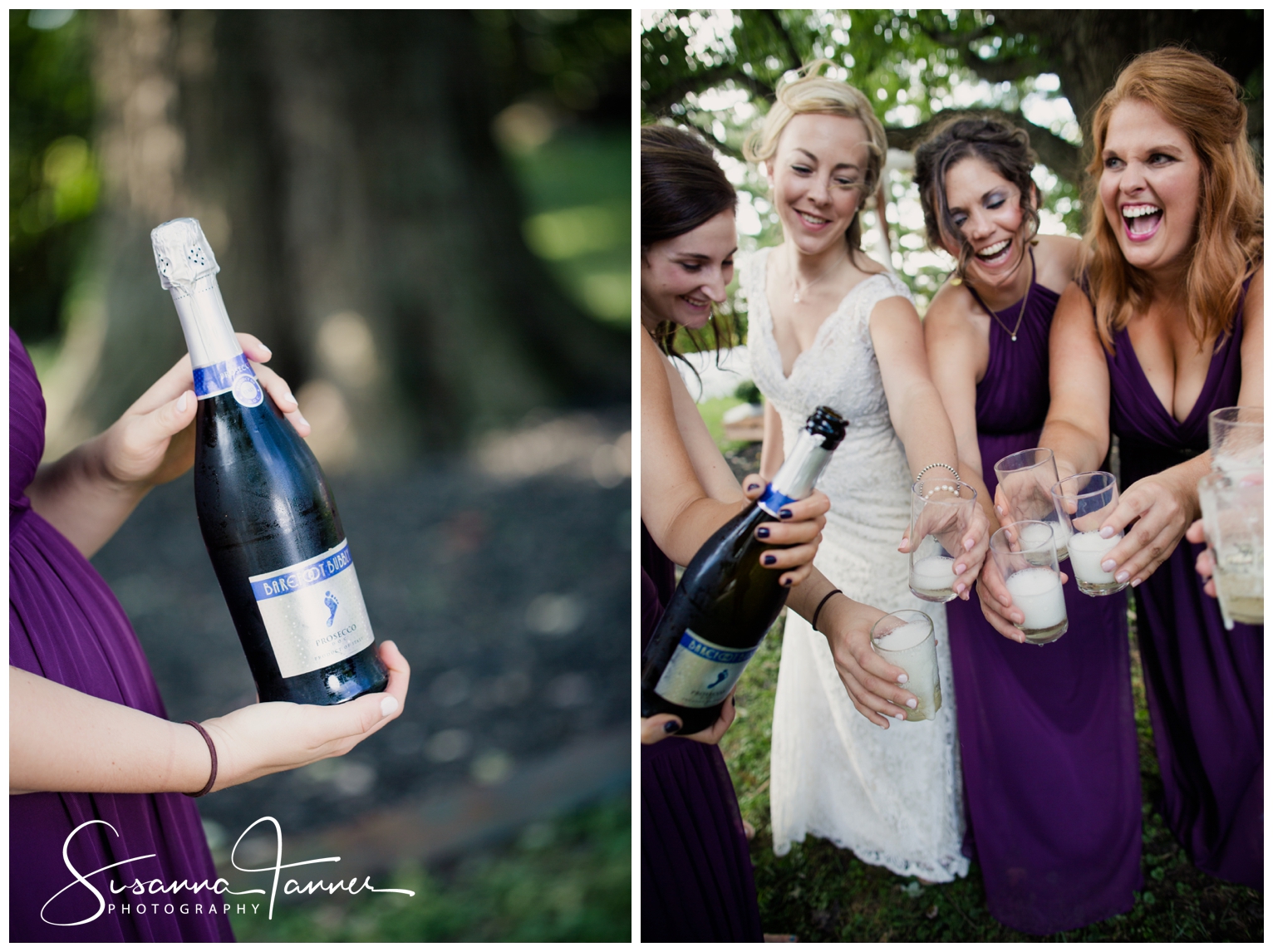 Indianapolis Outdoor Wedding, holding champagne bottle and pouring