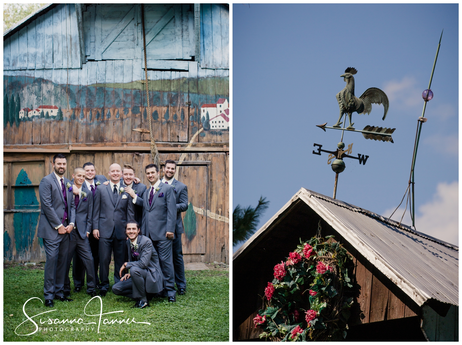 Indianapolis Outdoor Wedding, groomsmen, weather vane on top of barn