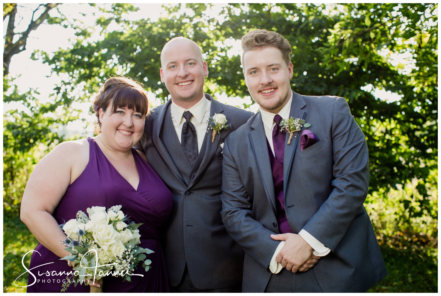 Indianapolis Outdoor Wedding, groom with sister and brother