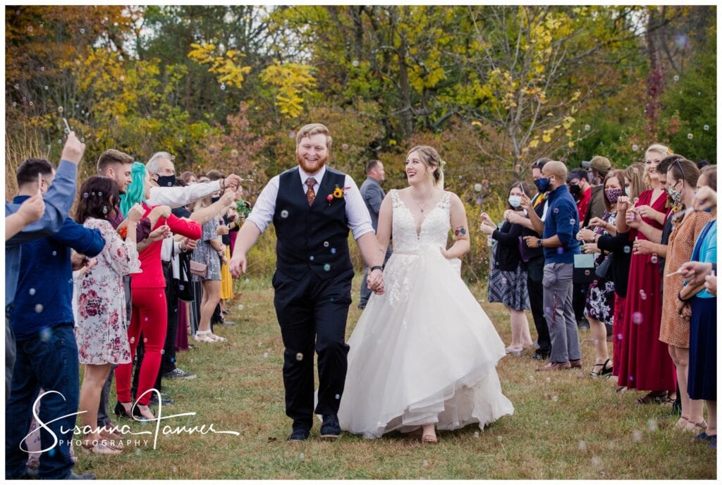 Cope Environmental Center wedding, Richmond, Indiana wedding, wedding exit bubbles