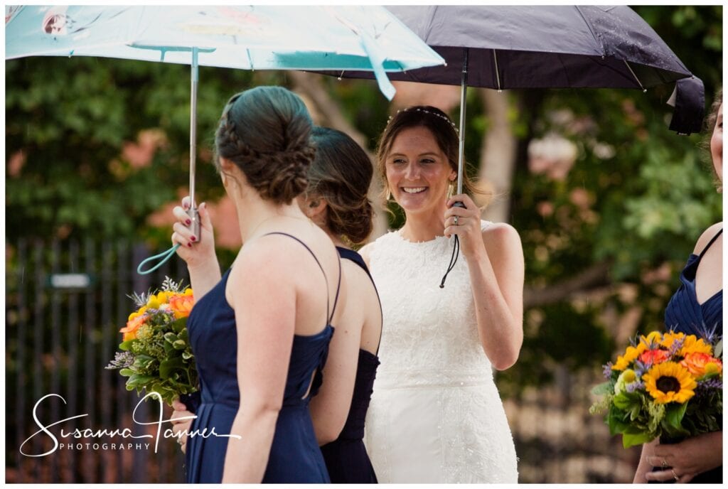 Bride standing under umbrella, taft Museum of art, Cincinnati Ohio wedding