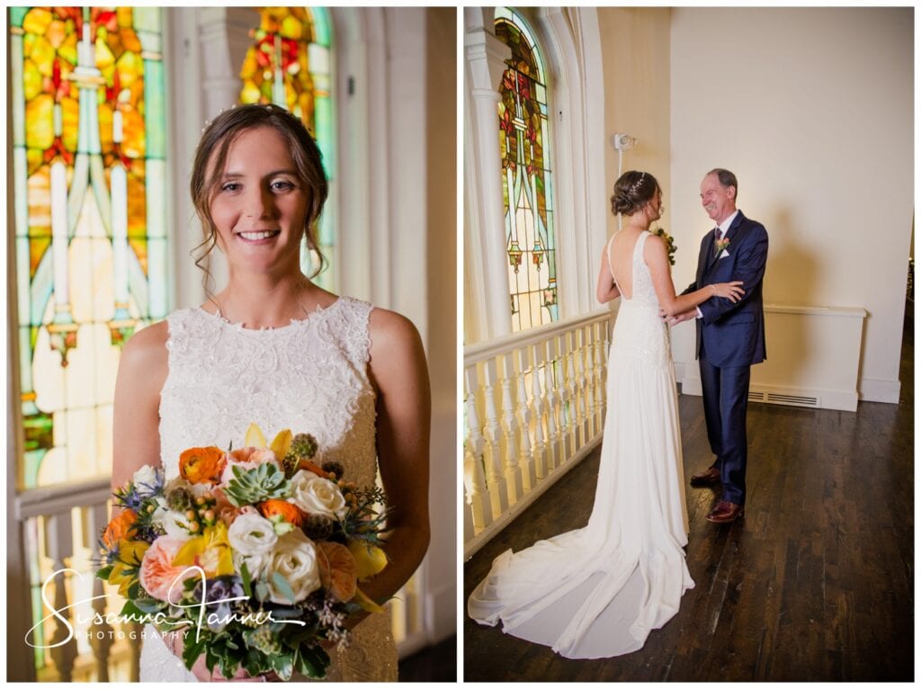 The Transept, Taft Museum of Art Cincinnati Ohio Wedding, first look with bride and her father