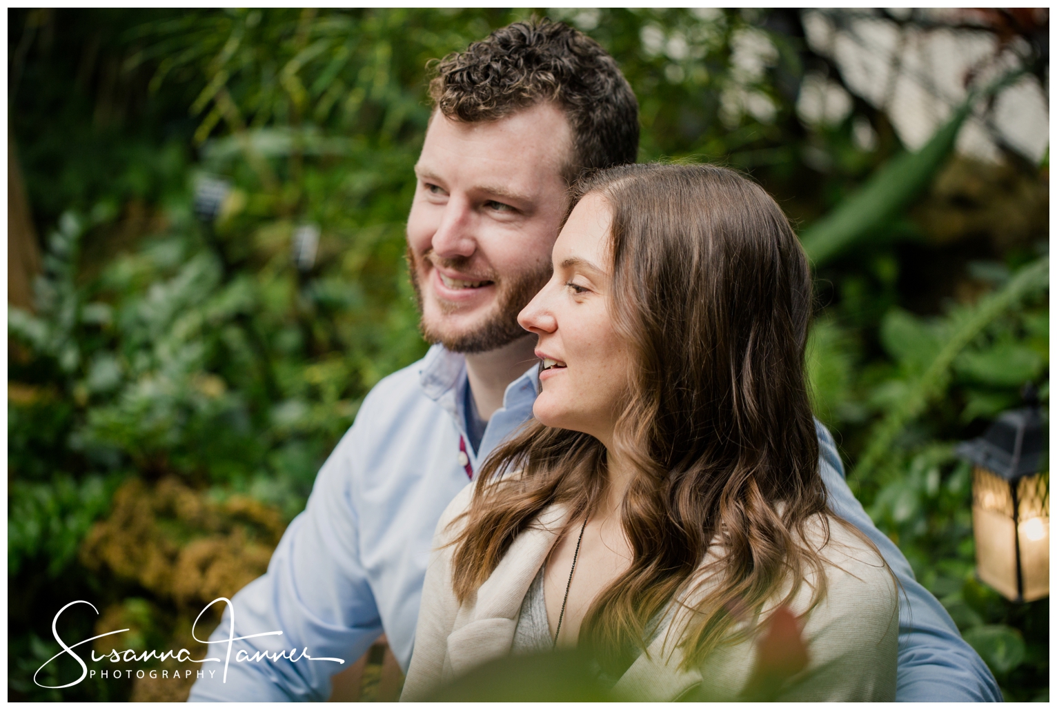 Cincinnati Krohn Conservatory Engagement Photography, candid close up of couple looking away from camera