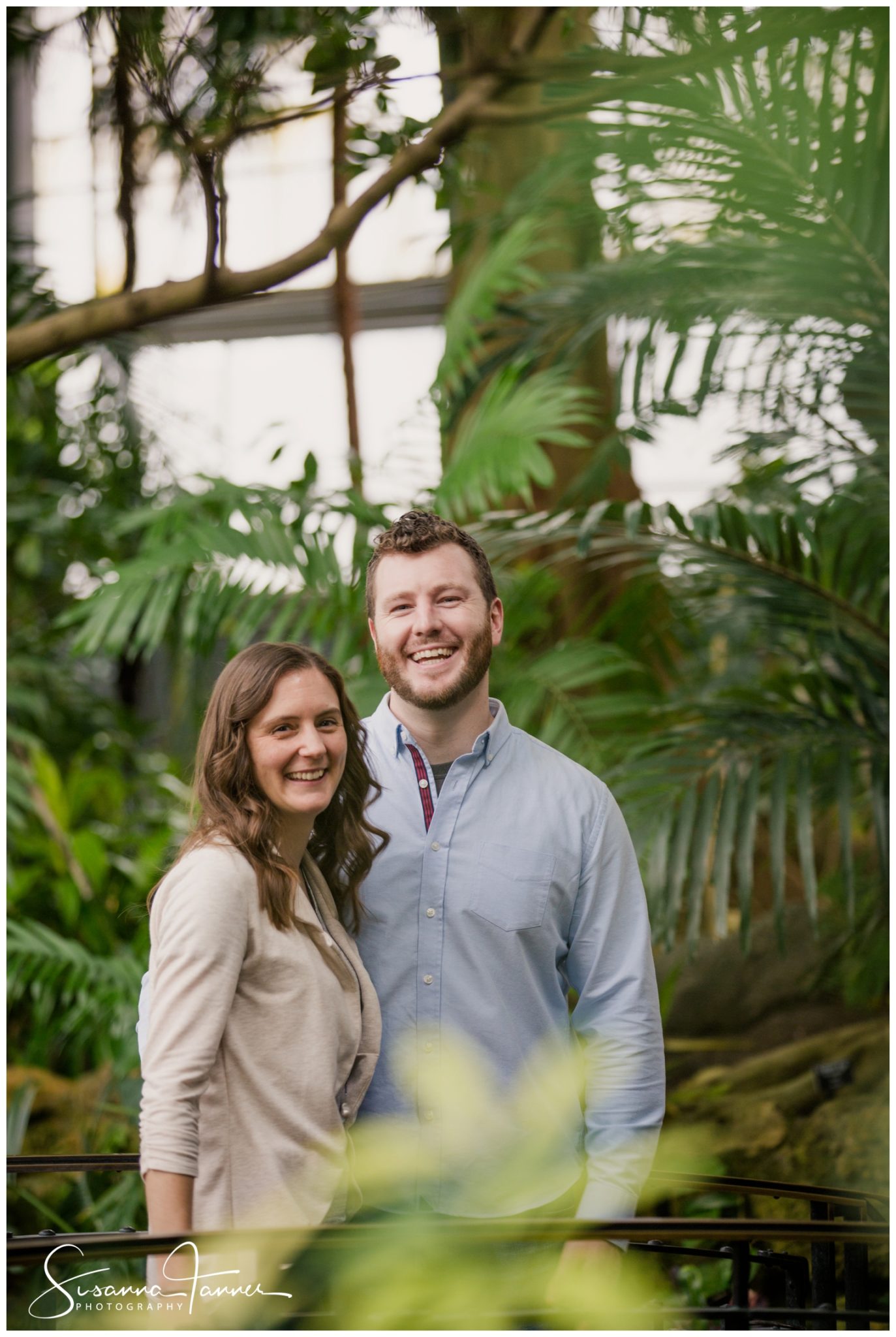 Cincinnati Krohn Conservatory Engagement Photography, couple smiling at the camera