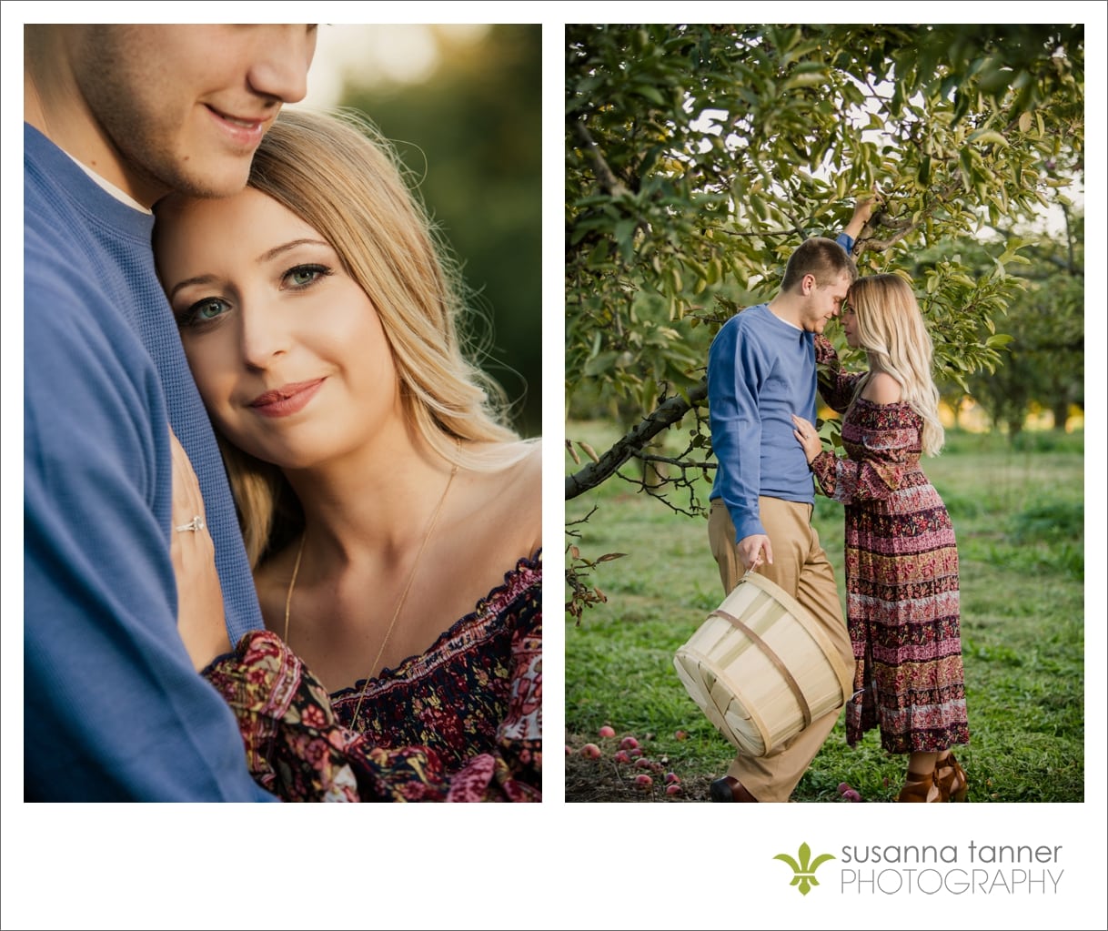 Vintage Chic Orchard Engagement Photography, stealing a moment under the apple tree
