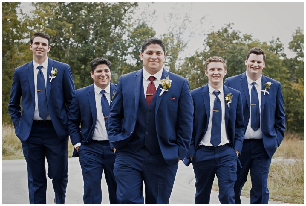 groom with four groomsmen