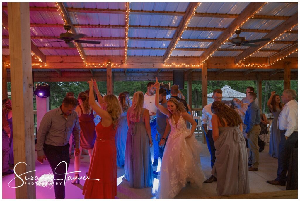wedding reception dancing at Laurel Mill Barn wedding