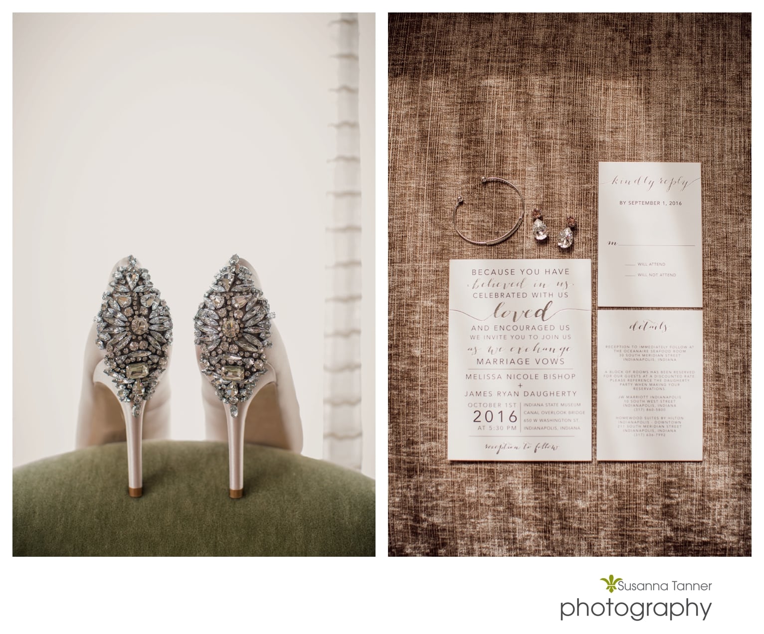 Indiana State Museum wedding photography, bridal shoes and wedding invitations