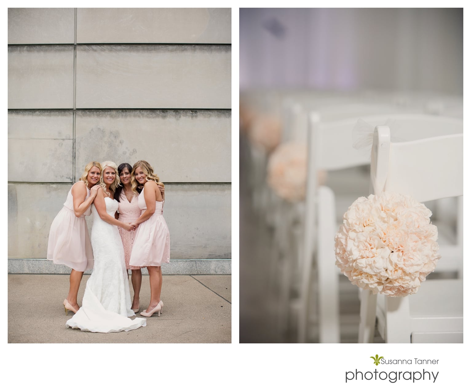 Indiana State Museum wedding photography, bridesmaids and bride group portrait