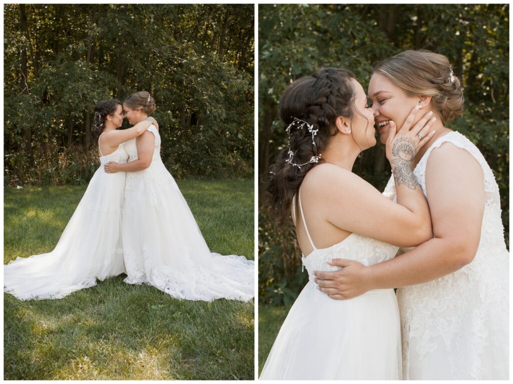 Gay wedding, west central Ohio, outside first look session, bridal portraits